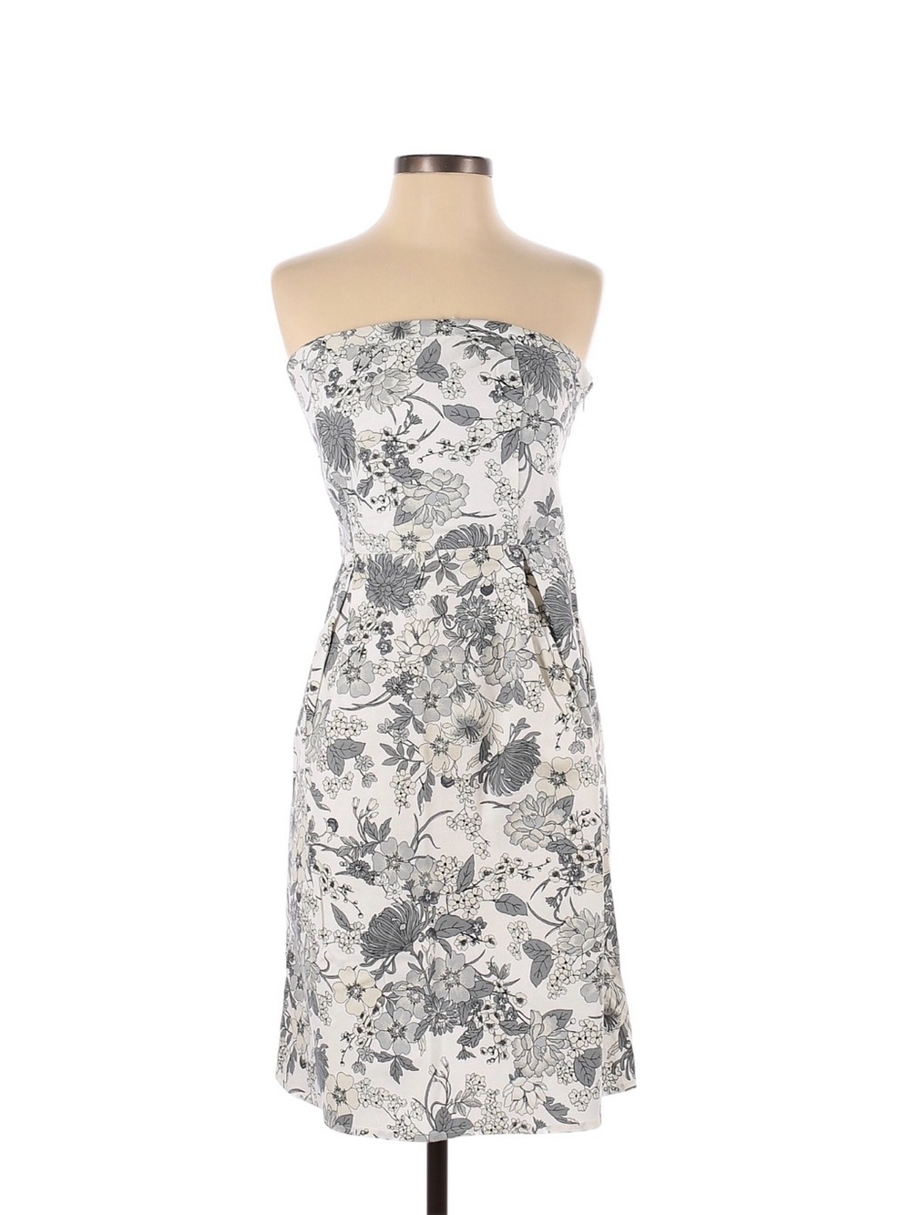 Old Navy Strapless Floral A-Line Dress in Black and White